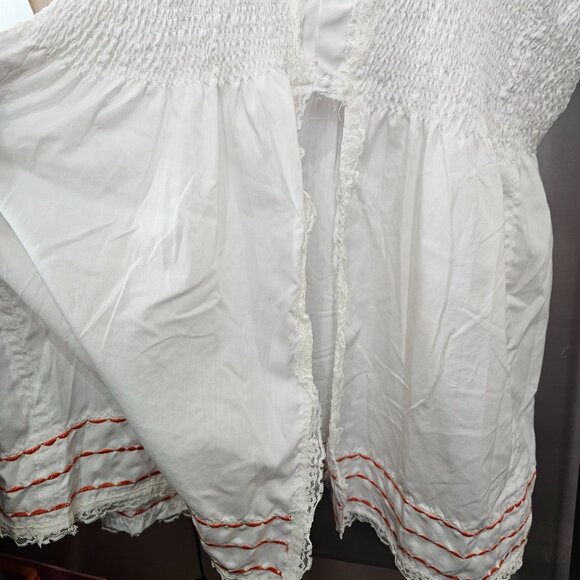 Smocked Sleeveless Tank Top Women White Ruffled Straps Button Open Back Closure - Picture 4 of 10